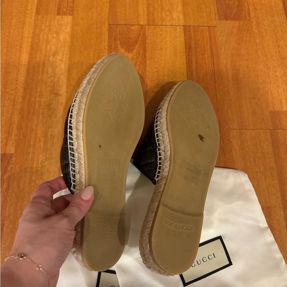 Gucci GG Marmont Black matelassé quilted leather flats Espadrilles size 8 - Picture 7 of 7